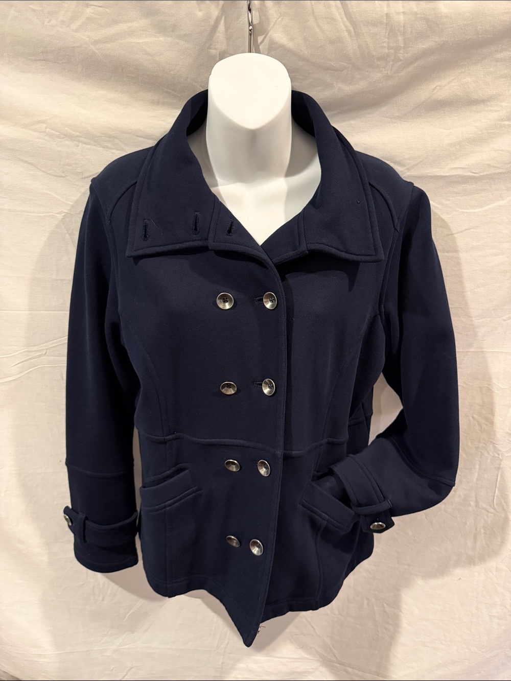Coldwater Creek Navy Double-Breasted Peacoat